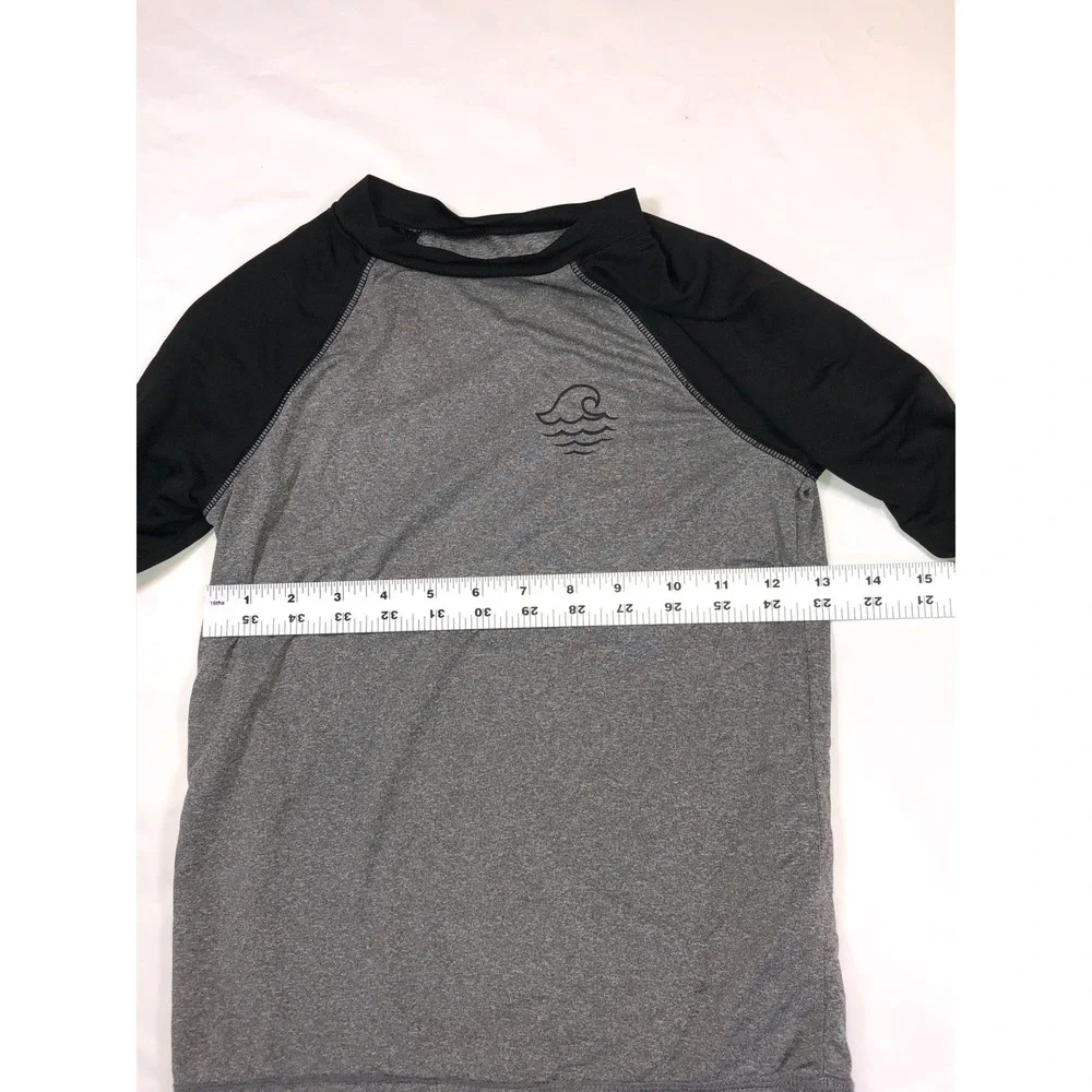 Art Class Kids Rash Guard and Shark Board Shorts Set Grey Black Size S 6/7